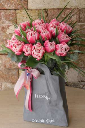 Home Vazo Katmerli Pembe Lale