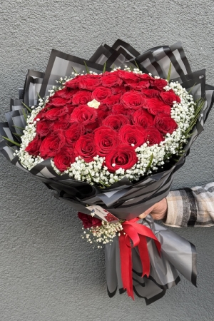 50 Kırmızı 1 Beyaz Gül Buket